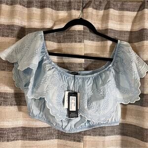 Sim & Sam Blue Chambray‎ Crop Top Size XL